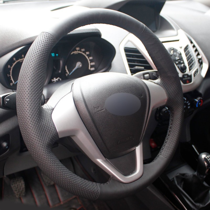 Loncky Auto Custom Fit OEM Black Genuine Leather Steering Wheel Covers